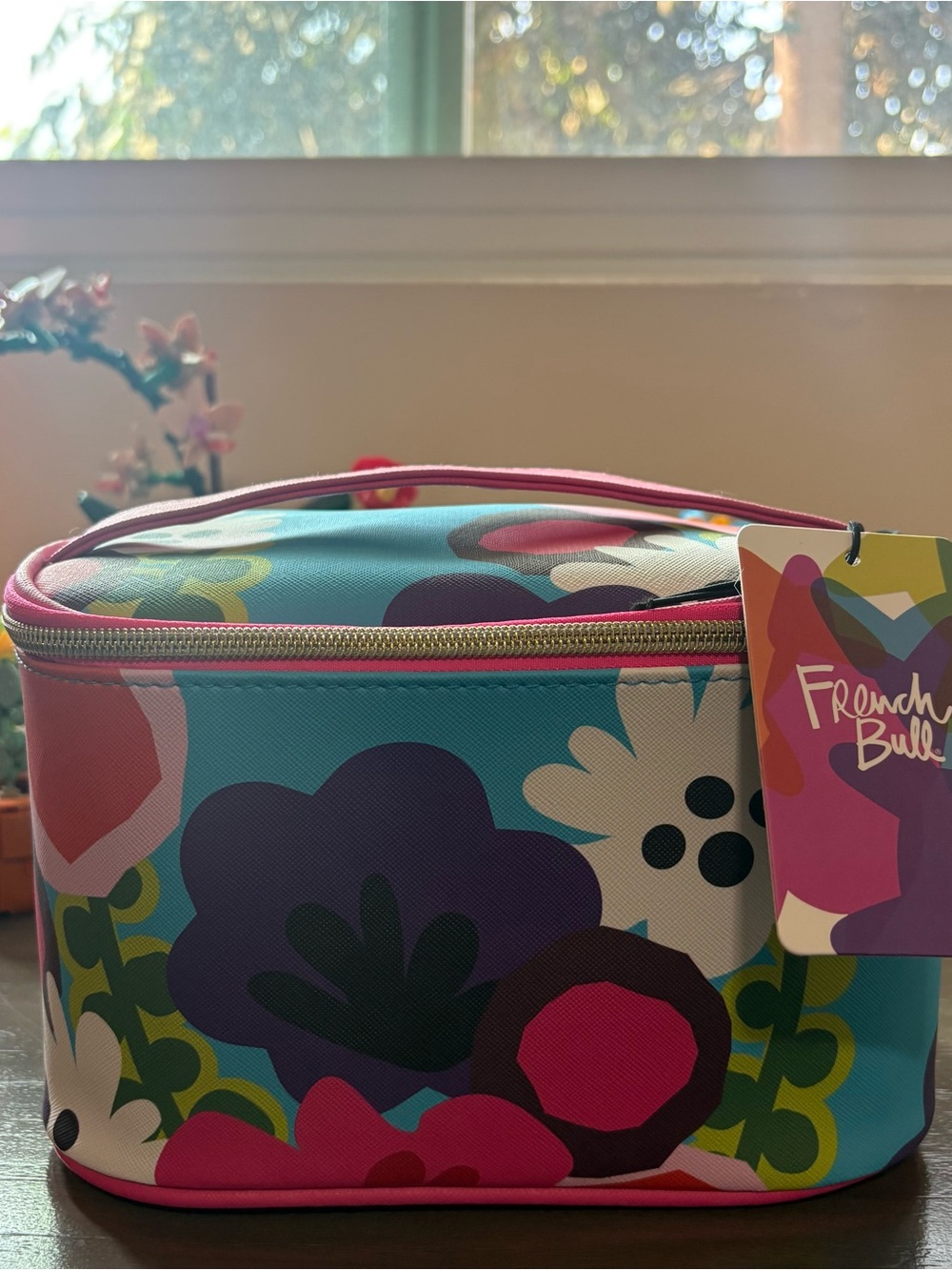 Floral Cosmetic Case - Teal Pink